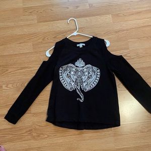 Moral Fiber Black Open Shoulder Sweatshirt